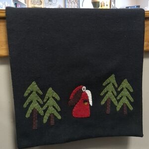 Festive Black Wall Hanging with Santa and Trees
